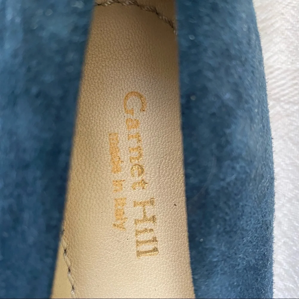 Garnet Hill teal suede flats, Size 8
